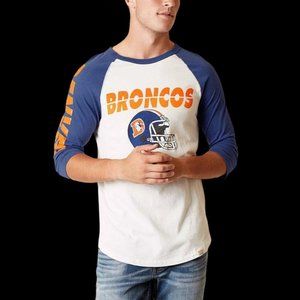 Junk Food Mens NFL Denver Broncos Football 3/4 Sleeve Raglan Shirt New